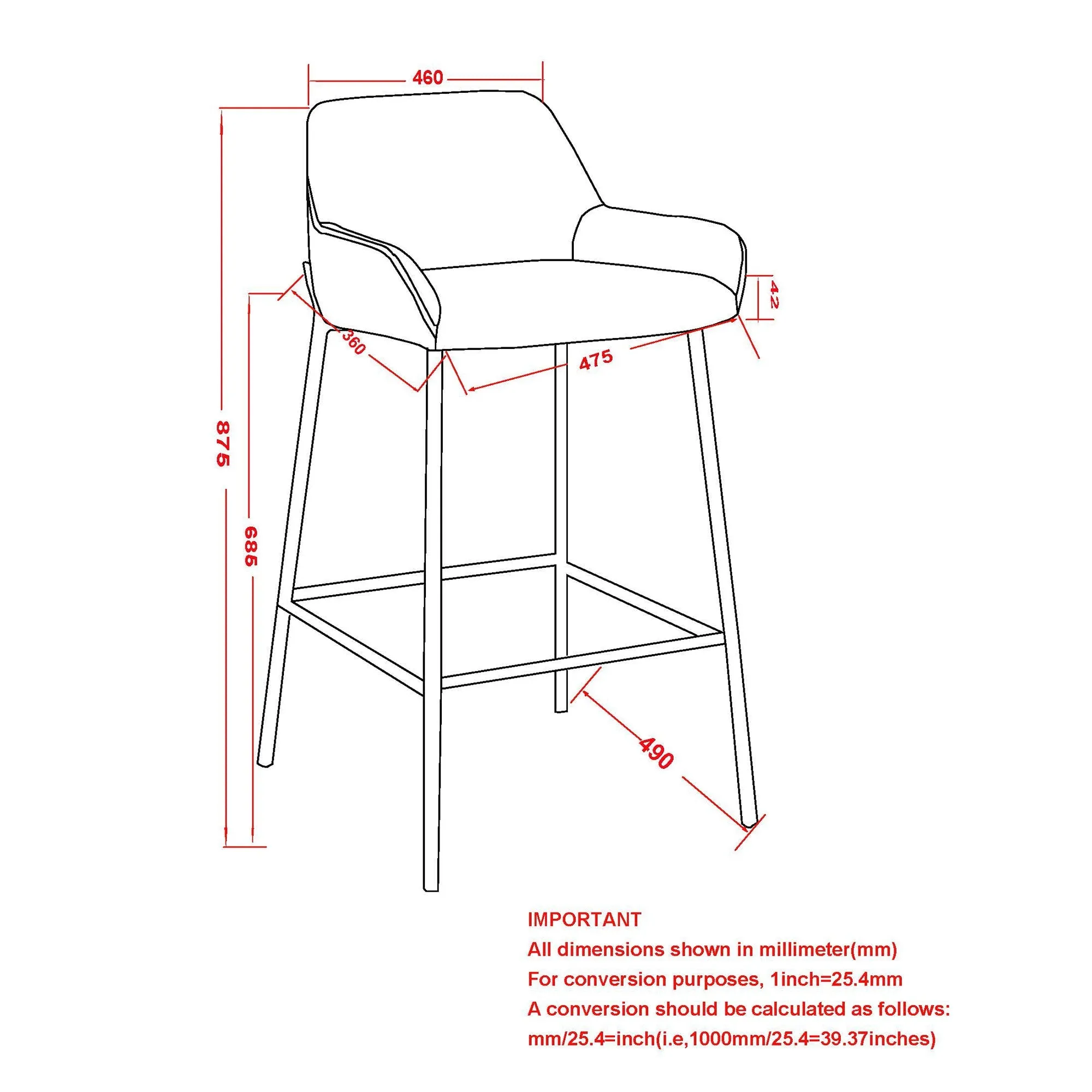 26 inch Bar Stools | Sets of 2 | Baily Caramel and Black