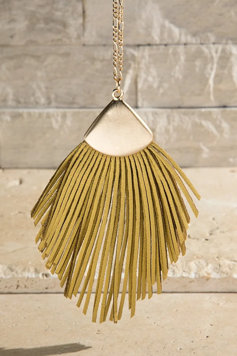 Faux Leather Tassel Necklace