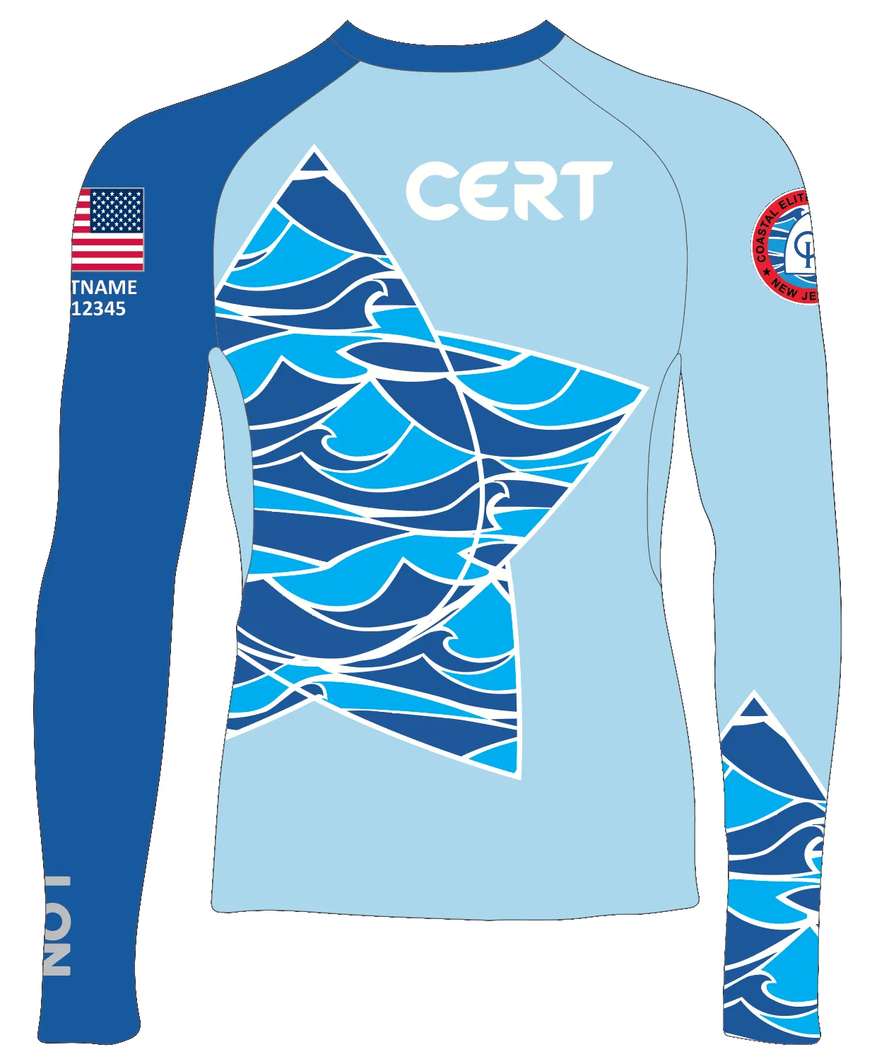 JR RASH GUARD TOP LONG SLEEVE BLUE | CERT | PSNLZ'D