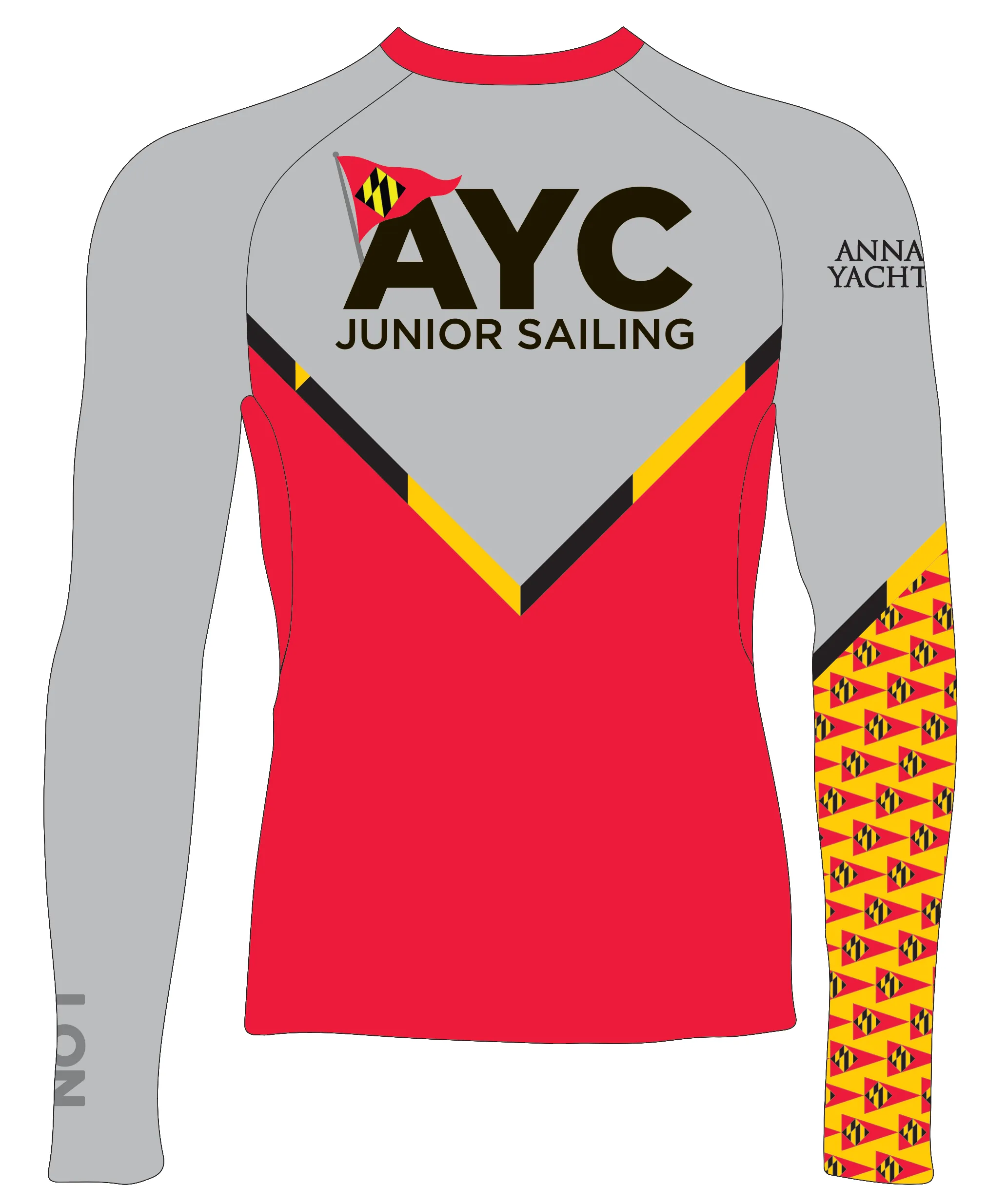 JR RASH GUARD TOP LONG SLEEVE GRAY | ANNAPOLIS YC