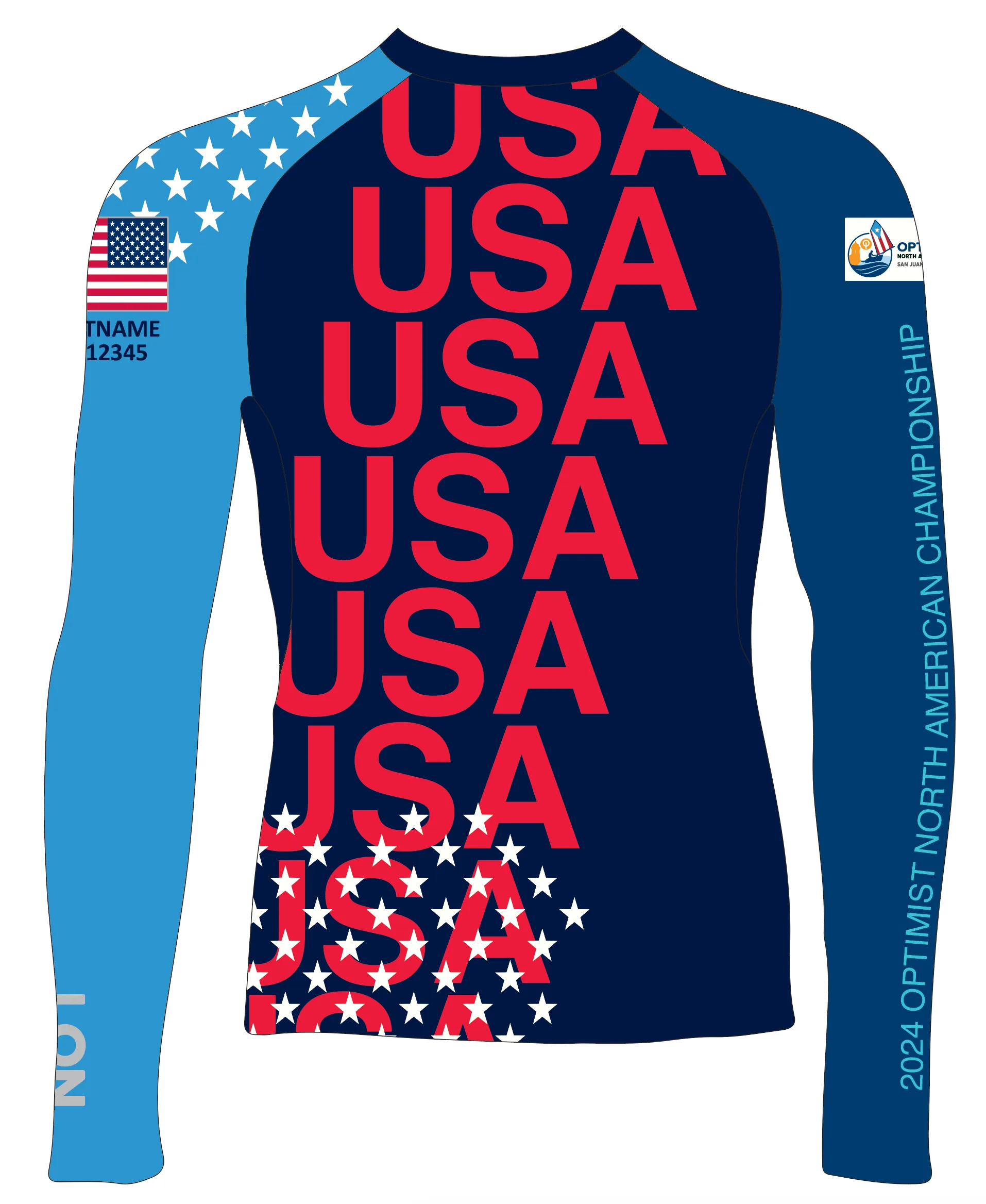 JR RASH GUARD TOP LONG SLEEVE NAVY | USODA NORTH AMERICANS | PSNLZ'D