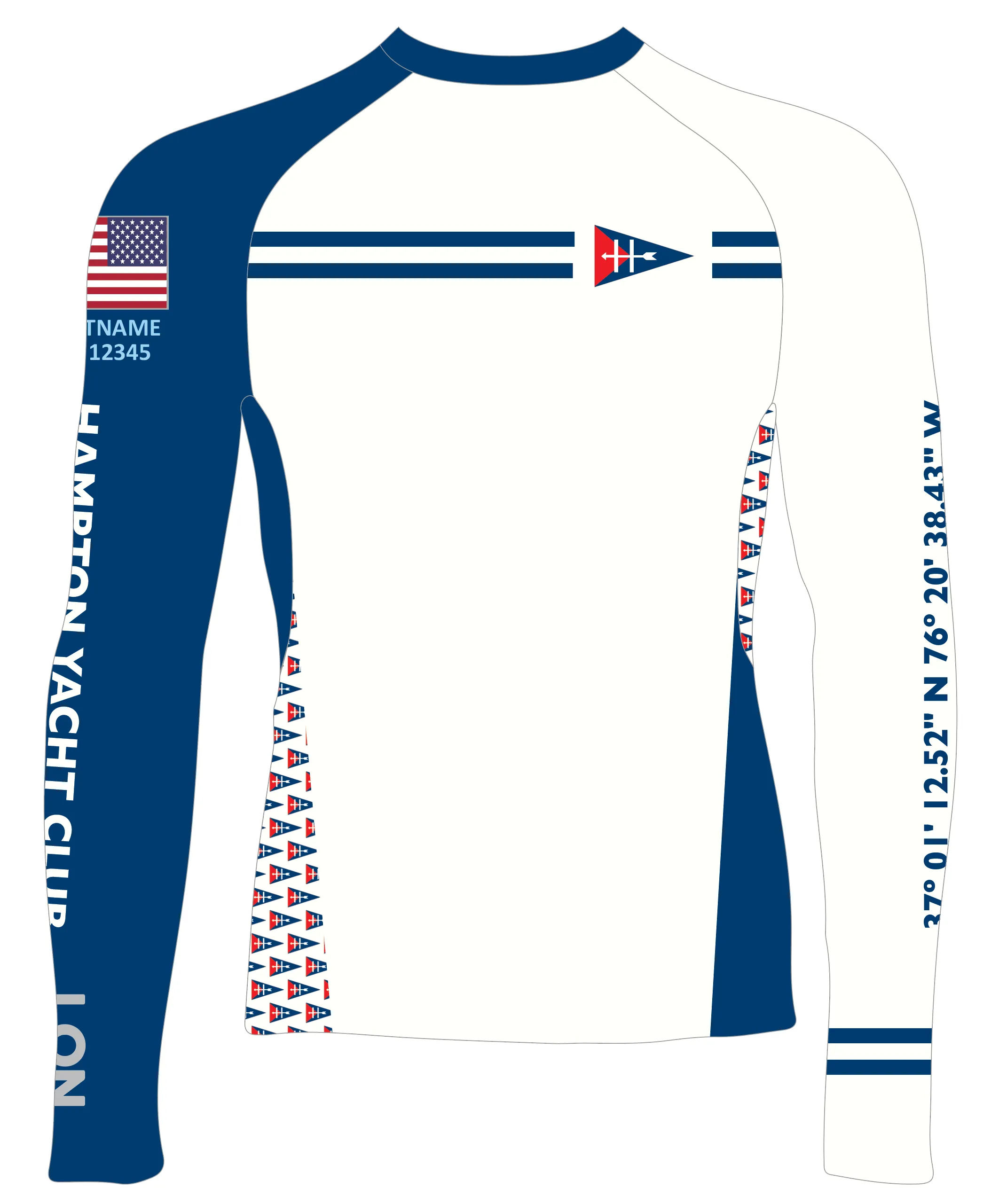 JR RASH GUARD TOP LONG SLEEVE WHITE | HAMPTON YC | PSNLZ'D