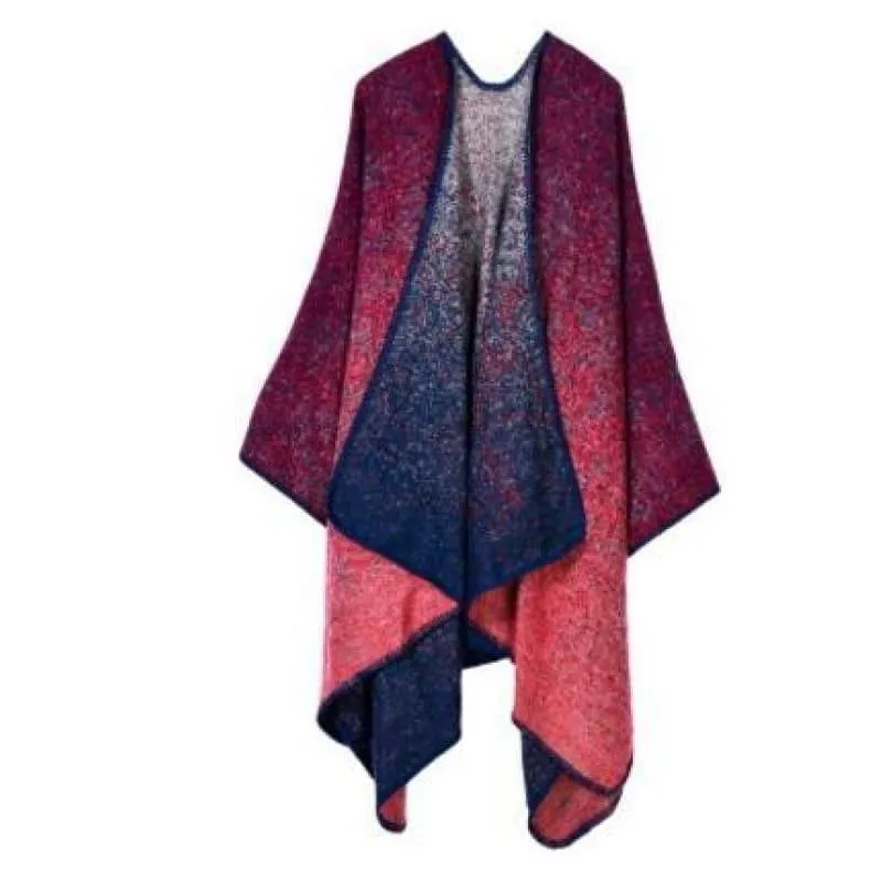 Knit Shawl Cape Poncho Vintage Scarf