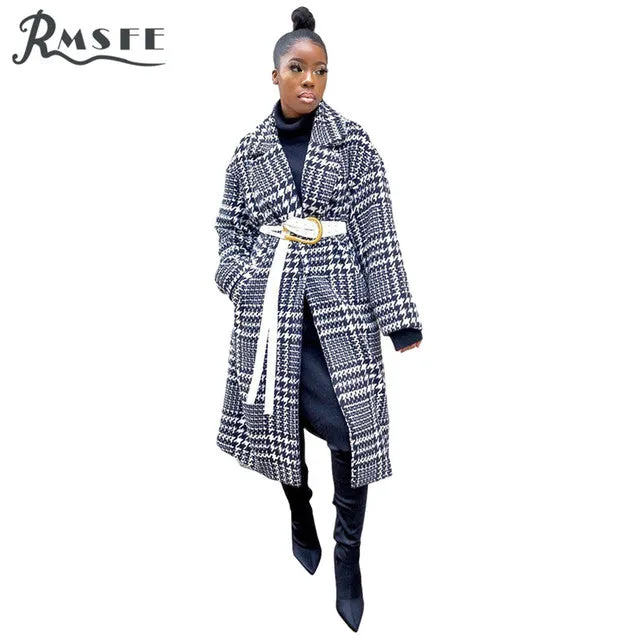 Loose Print Long Lapel And Ragout Sleeves Winter Coat