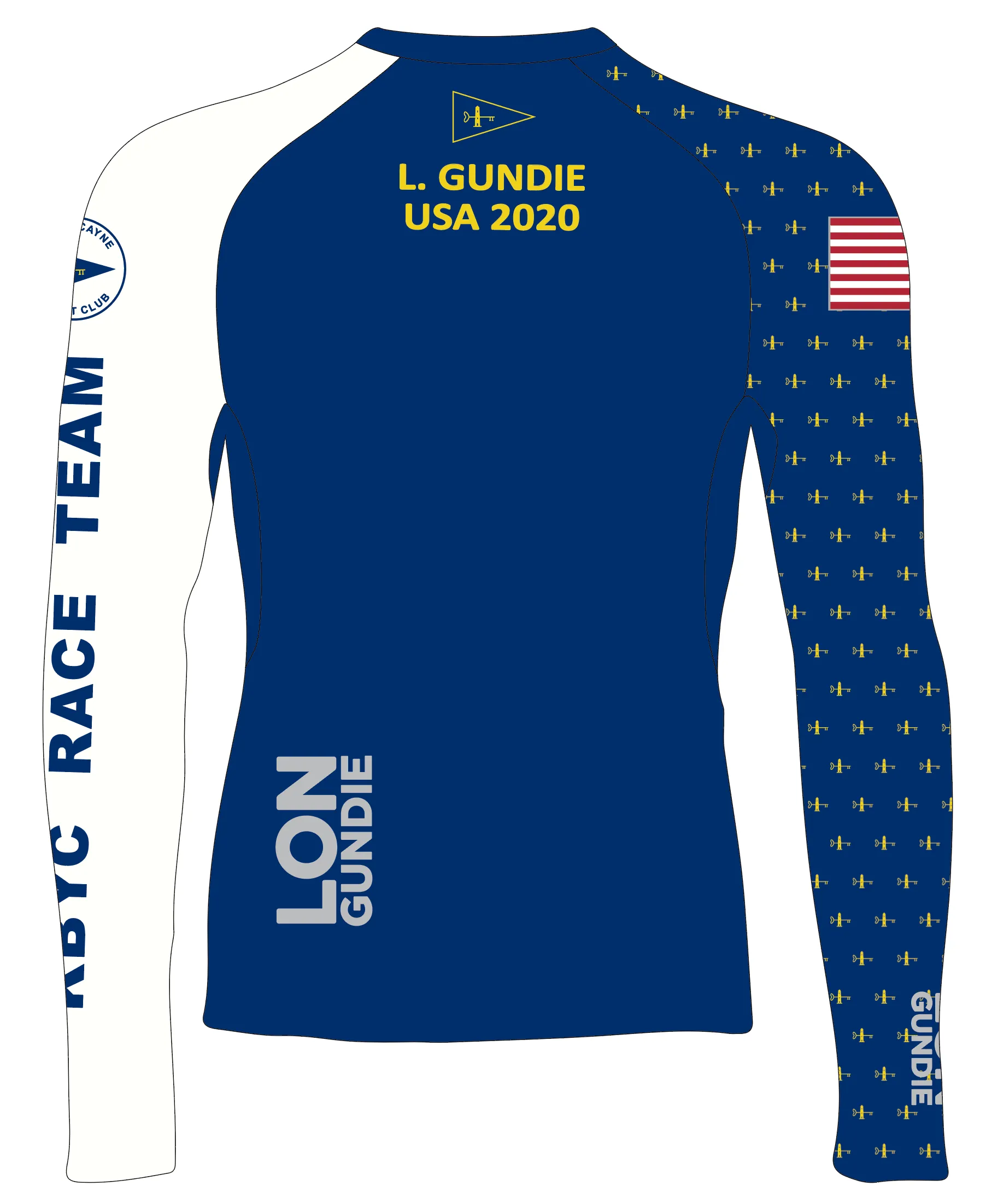 MEN RASH GUARD TOP FITTED BLUE | KEY BISCAYNE YACHT CLUB | PSNLZ'D