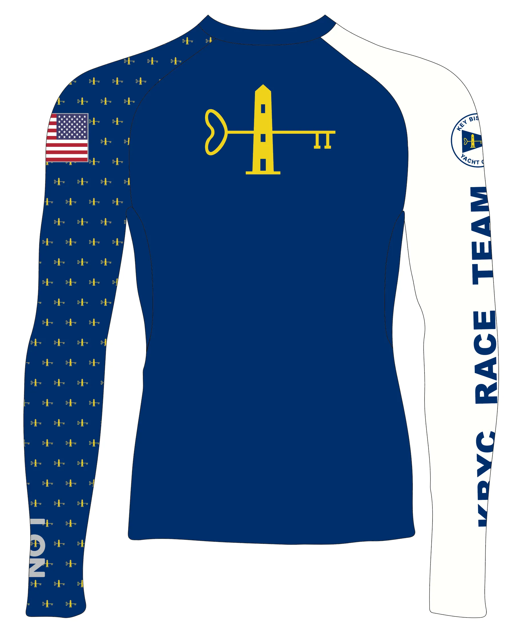 MEN RASH GUARD TOP FITTED BLUE | KEY BISCAYNE YACHT CLUB | PSNLZ'D