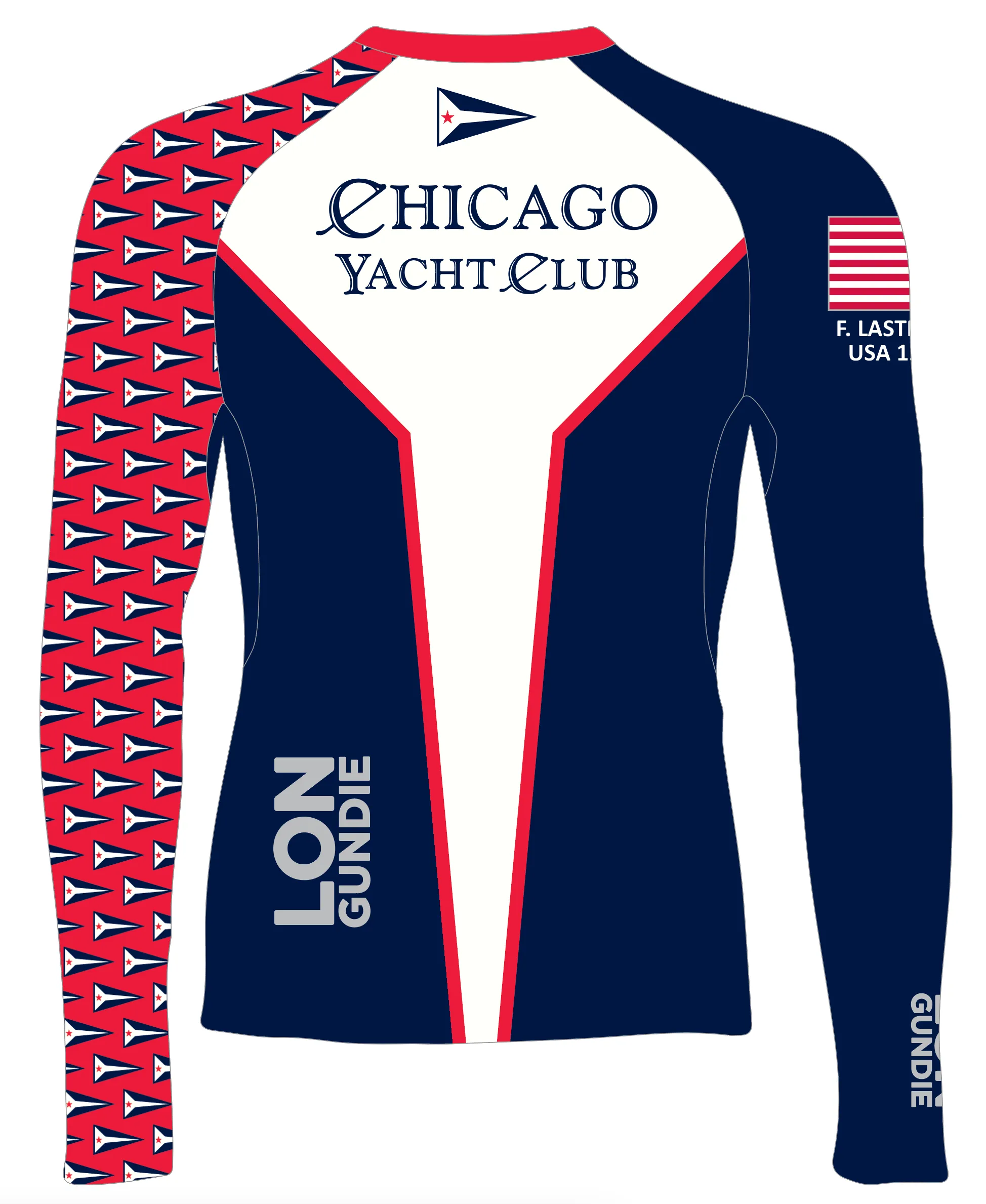 MEN RASH GUARD TOP LONG SLEEVE NAVY | CHICAGO YACHT CLUB | PSNLZ'D