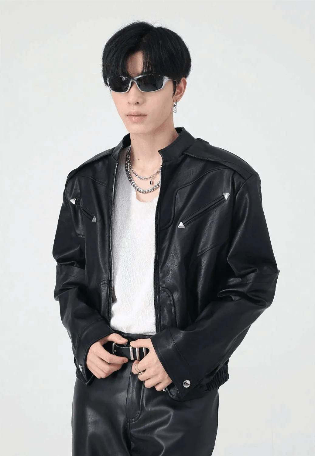 Men's High-grade Short Motorcycle Leather Coat