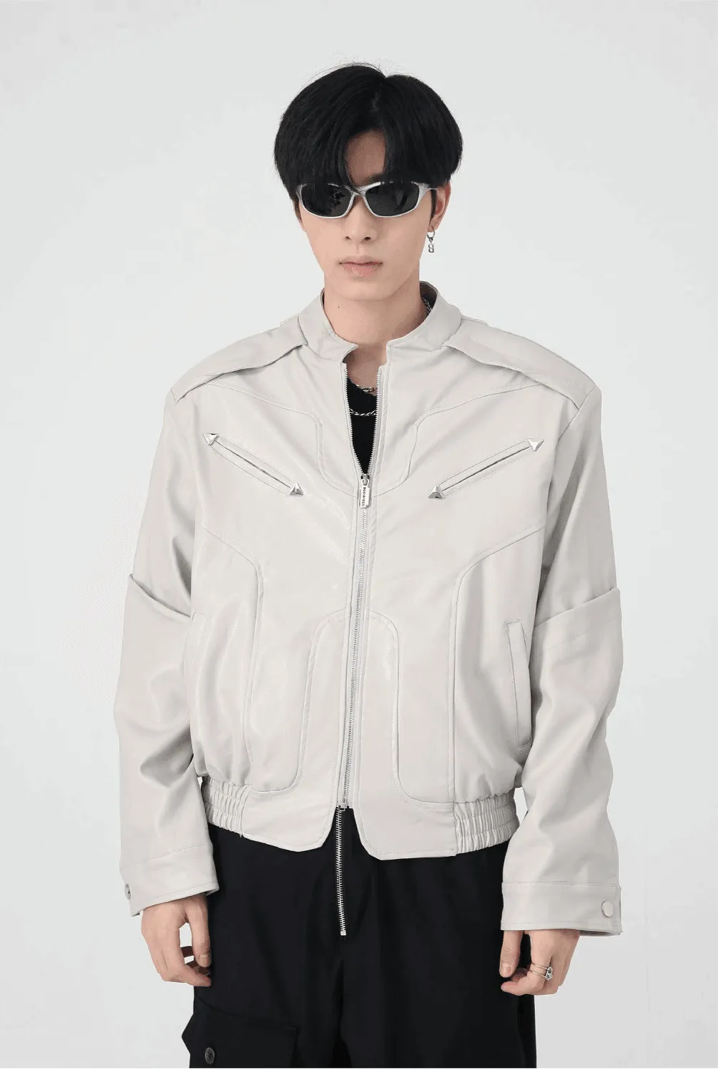 Men's High-grade Short Motorcycle Leather Coat