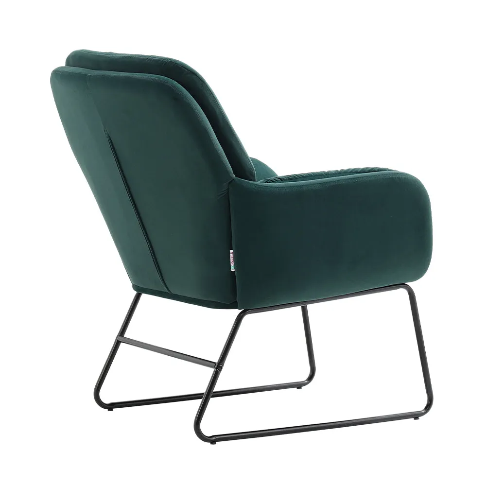 Round Seat Relax Lounge Chair Metal Legs Tufted Armchair