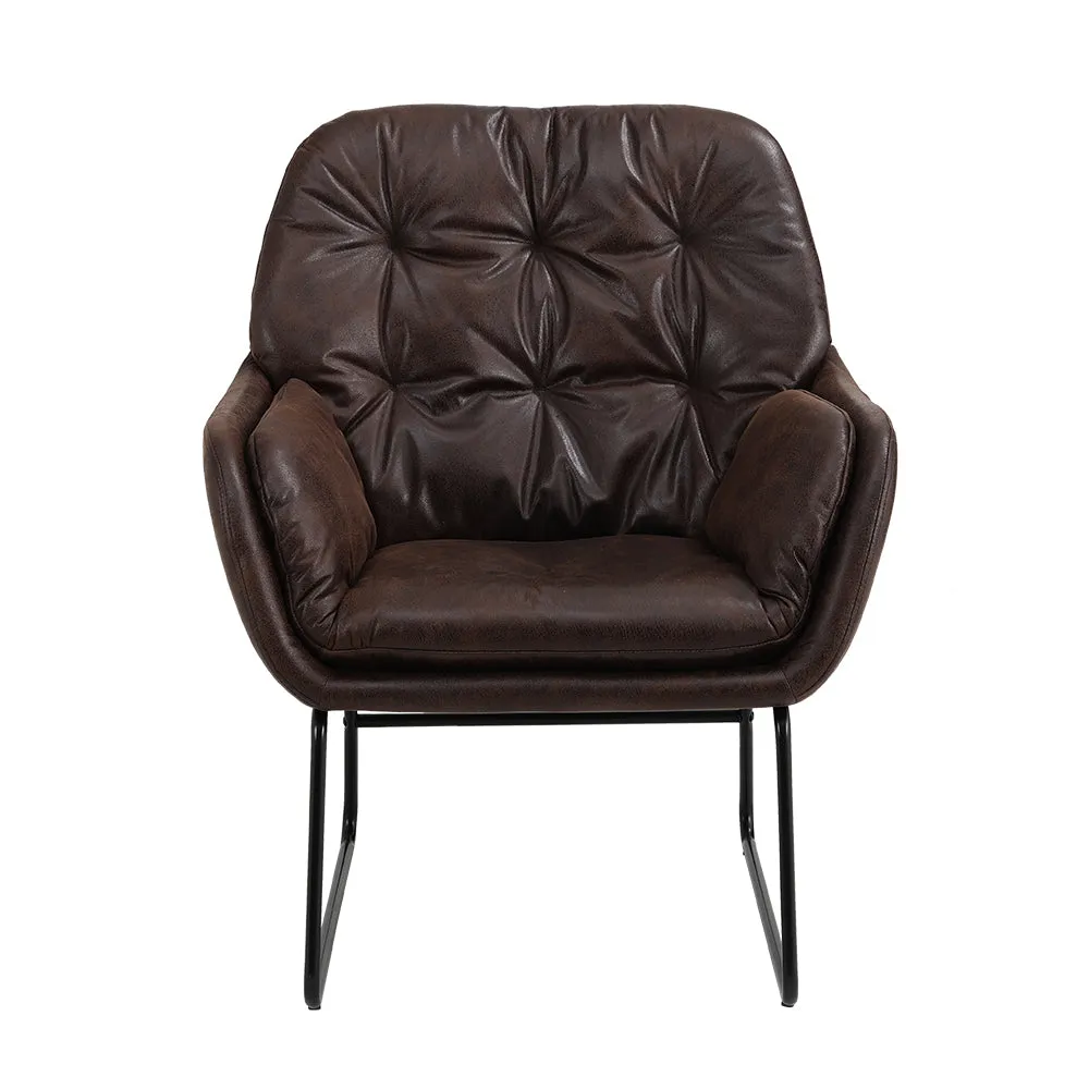 Round Seat Relax Lounge Chair Metal Legs Tufted Armchair