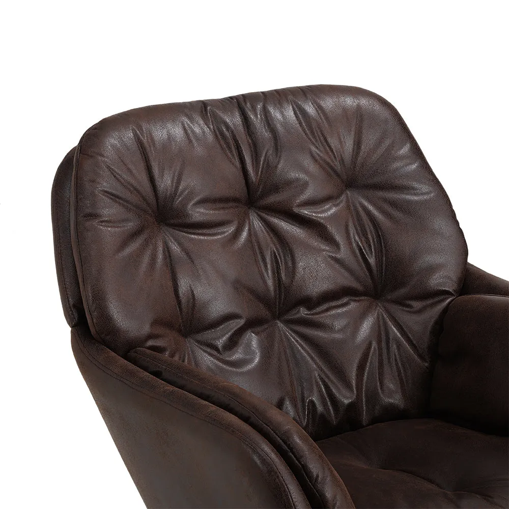 Round Seat Relax Lounge Chair Metal Legs Tufted Armchair