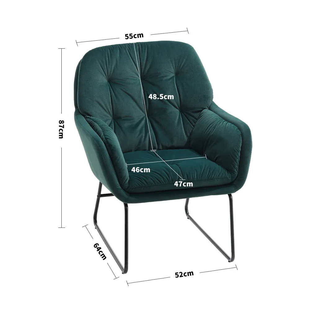 Round Seat Relax Lounge Chair Metal Legs Tufted Armchair