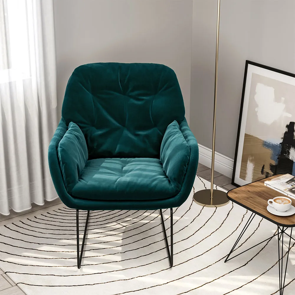 Round Seat Relax Lounge Chair Metal Legs Tufted Armchair