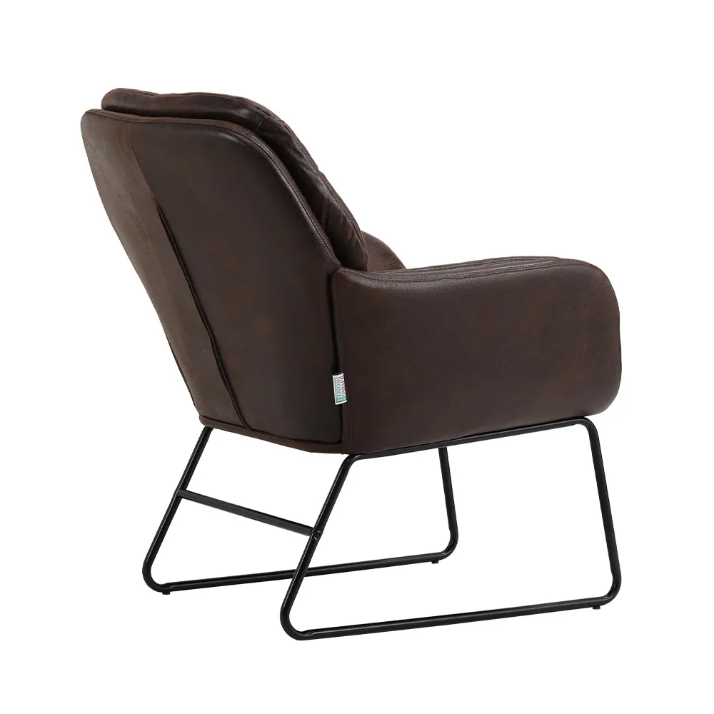Round Seat Relax Lounge Chair Metal Legs Tufted Armchair