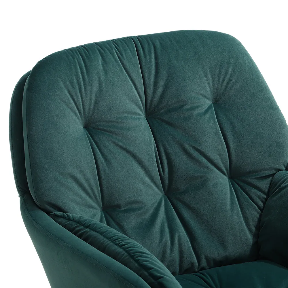 Round Seat Relax Lounge Chair Metal Legs Tufted Armchair