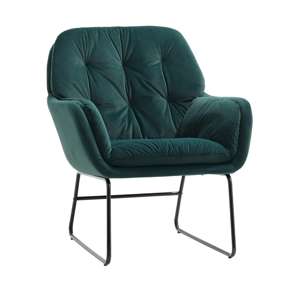 Round Seat Relax Lounge Chair Metal Legs Tufted Armchair