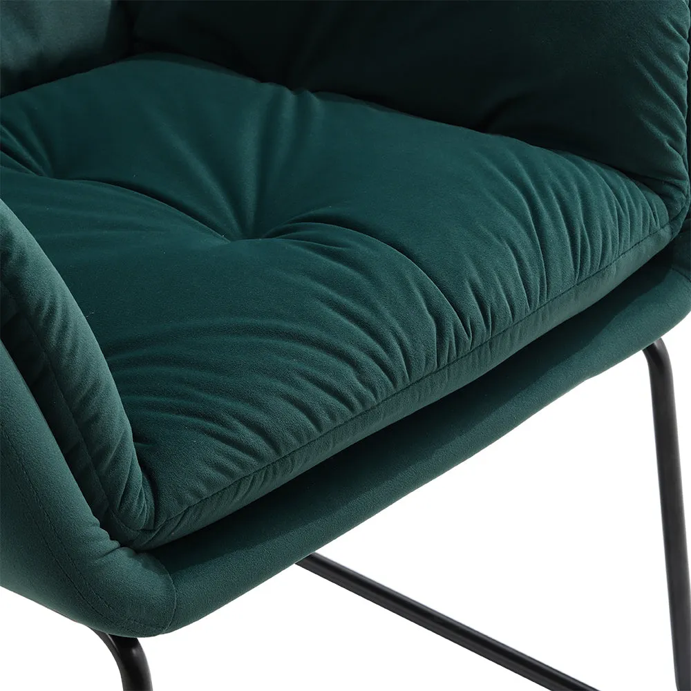 Round Seat Relax Lounge Chair Metal Legs Tufted Armchair