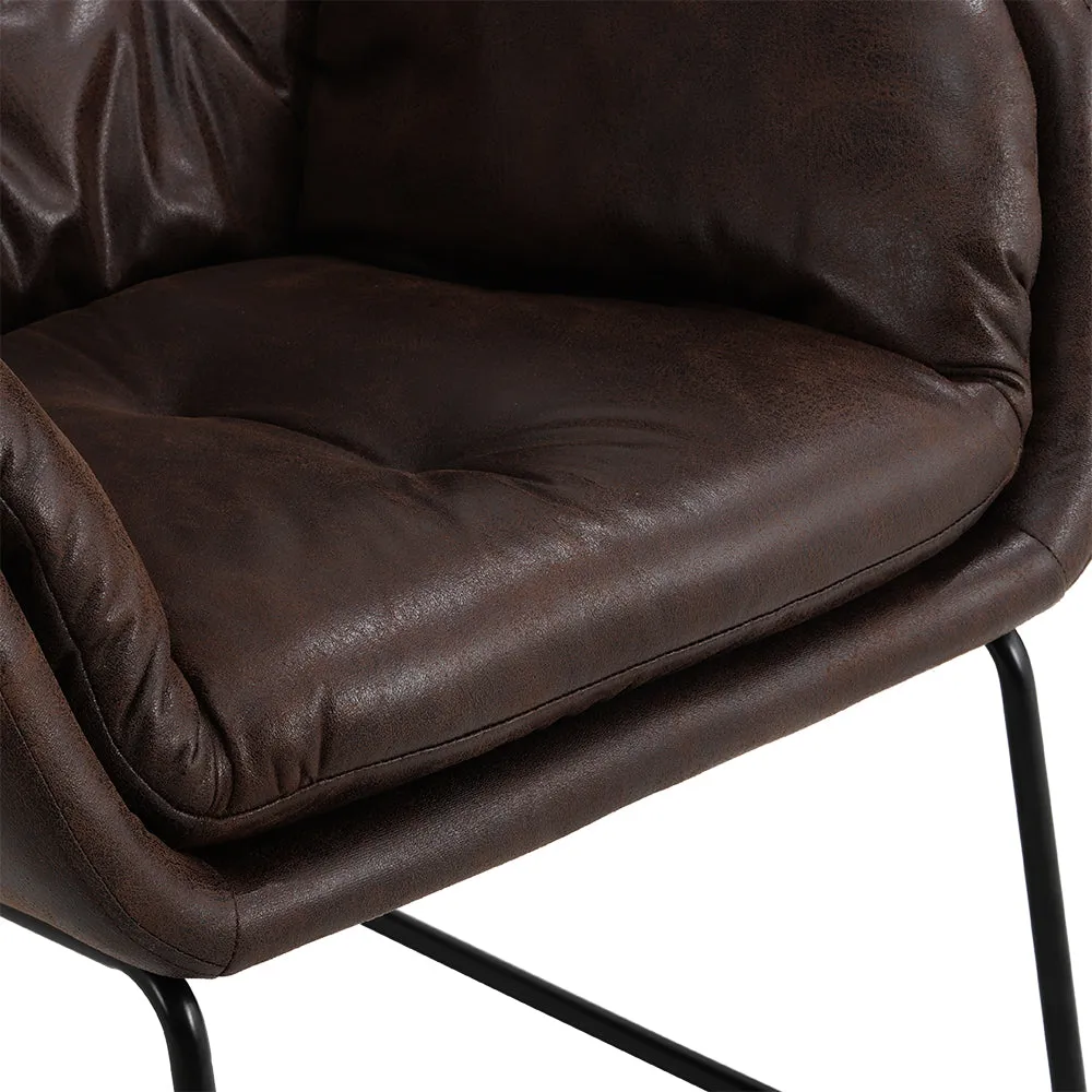 Round Seat Relax Lounge Chair Metal Legs Tufted Armchair