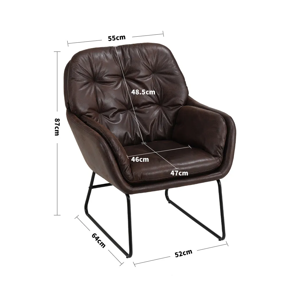 Round Seat Relax Lounge Chair Metal Legs Tufted Armchair