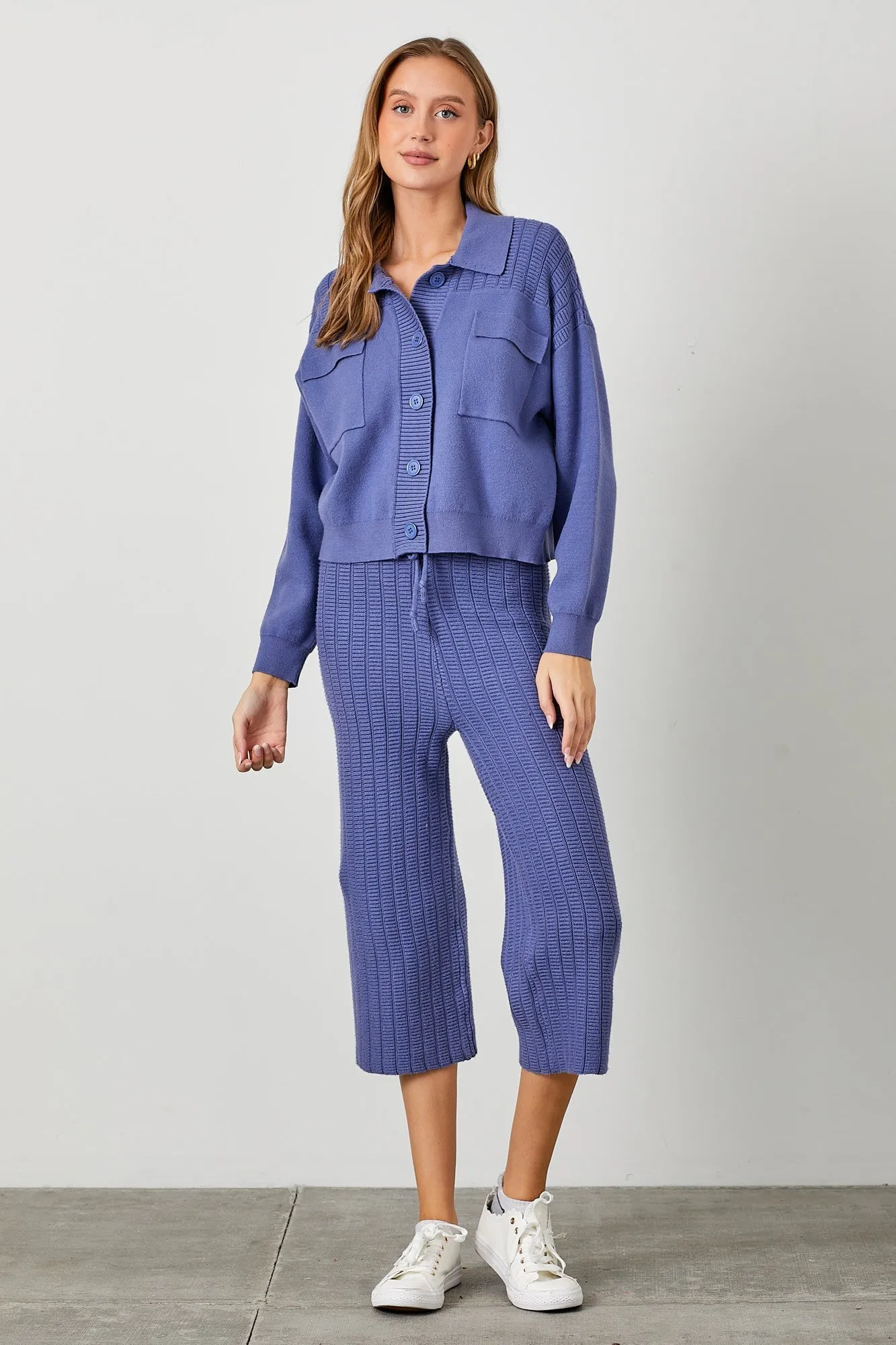 SWEATER KNIT SHACKET AND PANT SET