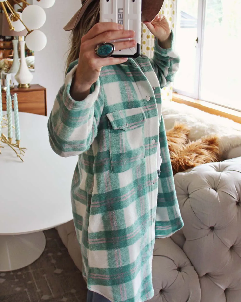 Sweet Mint Plaid Shacket