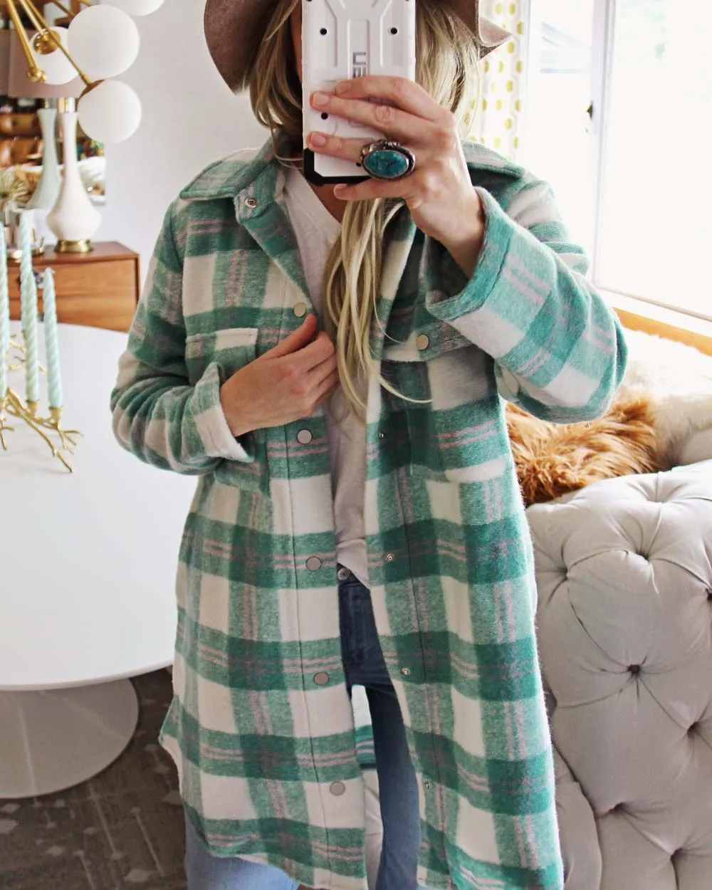 Sweet Mint Plaid Shacket