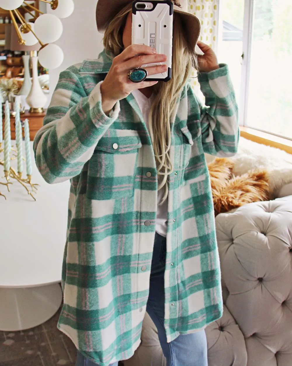 Sweet Mint Plaid Shacket