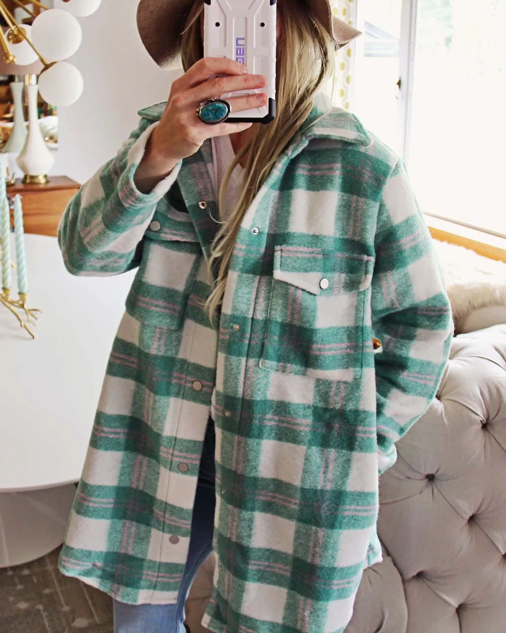 Sweet Mint Plaid Shacket